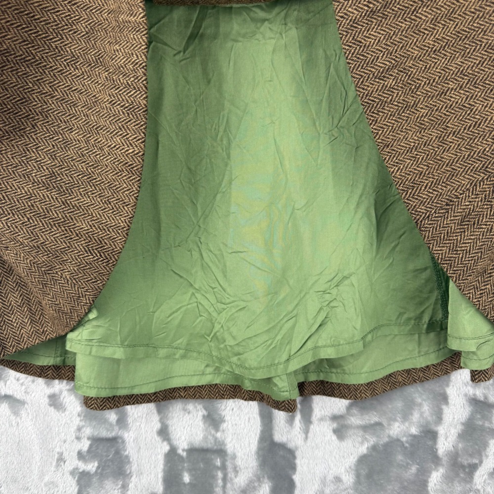 Ann Taylor Loft Brown Herringbone Wool Blend Skirt Green Trim Size 6 Irish - Picture 15 of 16